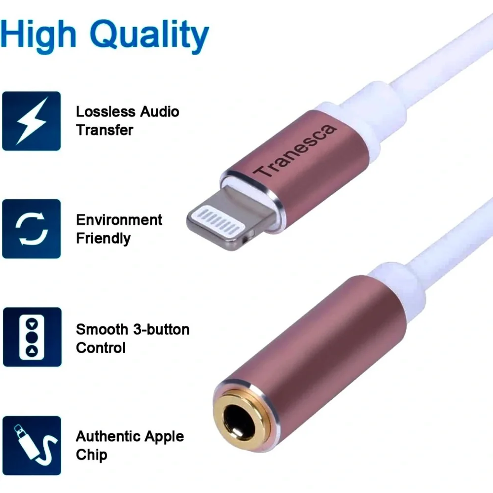 Silver-Apple MFI Certified Lightning to 3.5 mm Headphone Jack Adapter